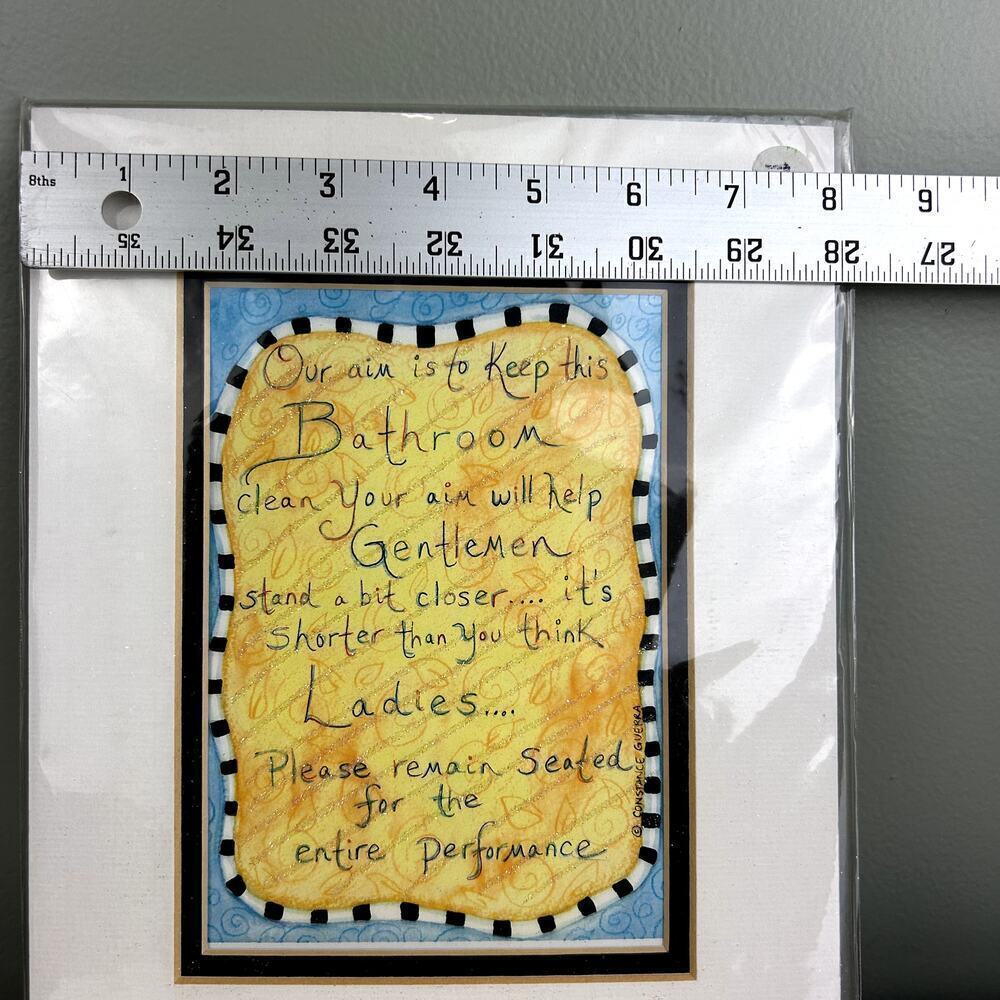 Constance Guerra Art Funny Bathroom Sign Matted to 8" x 10" Unique Eclectic Home - Picture 4 of 9